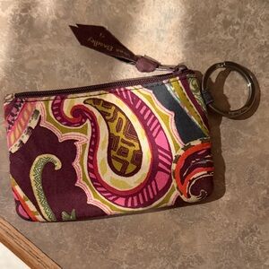 Vera Bradley Pink and Green Paisley Wristlet